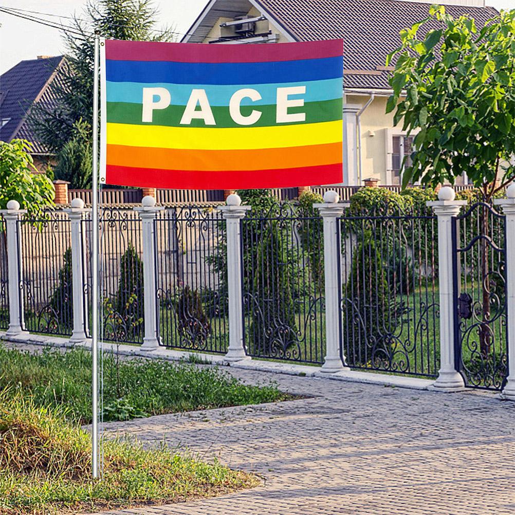 Barevná mírová vlajka polyesterová pacifistická vlajka 90 x 145 cm mírový banner vlajky pro zahradu balkon