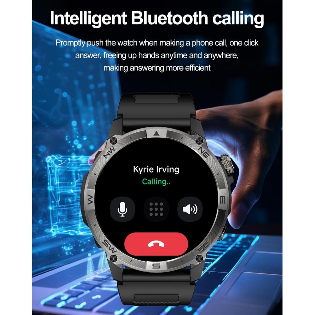 Rainbuvvy HK08 Android Smartwatch 1.43inch AMOLED Full Screen Touch 466x466 BT5.3 Bluetooth Call NFC IP68 GPS Heart Rate 530mAh Outdoor Sports Watch
