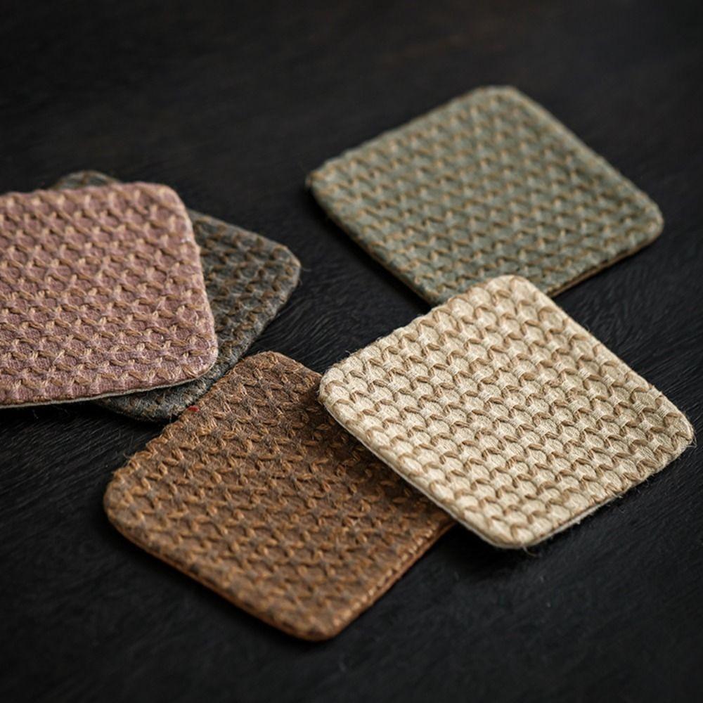 Cloth Teacup Mat Anti-slip Placemats Simple Heat Insulation Pad  Tableware