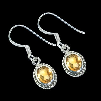 Natural Citrine Gemstone Handmade 925 Solid Sterling Silver Earring 1.25" T1n16