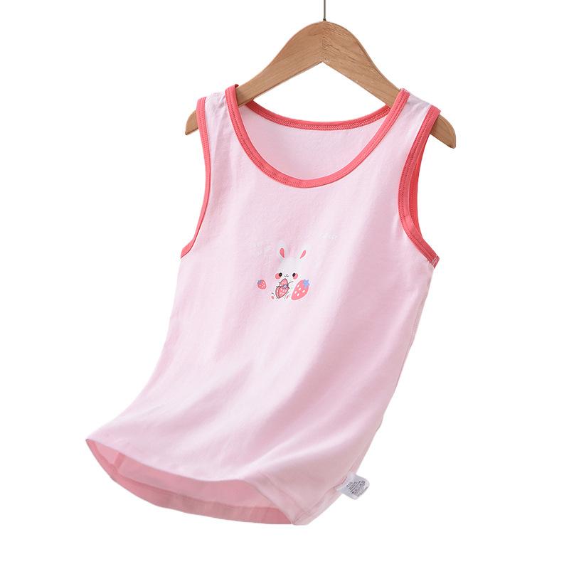 Traceless cotton children's vest summer new boys and girls baby suspender sleeveless boneless backing thin pajamas tide