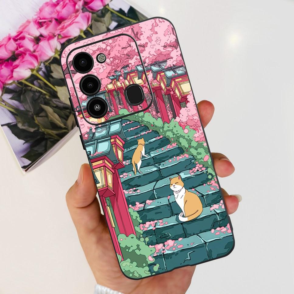 For Tecno Spark GO 2022 Case KG5 Soft Silicone Cute Cat Phone Cover For Tecno SparkGO 2022 6.52" Luxury Love Flower Cases Funda