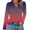 Women's Fashion Casual Lapel Short Long Sleeve Print Shirt Women's V-Neck Tops