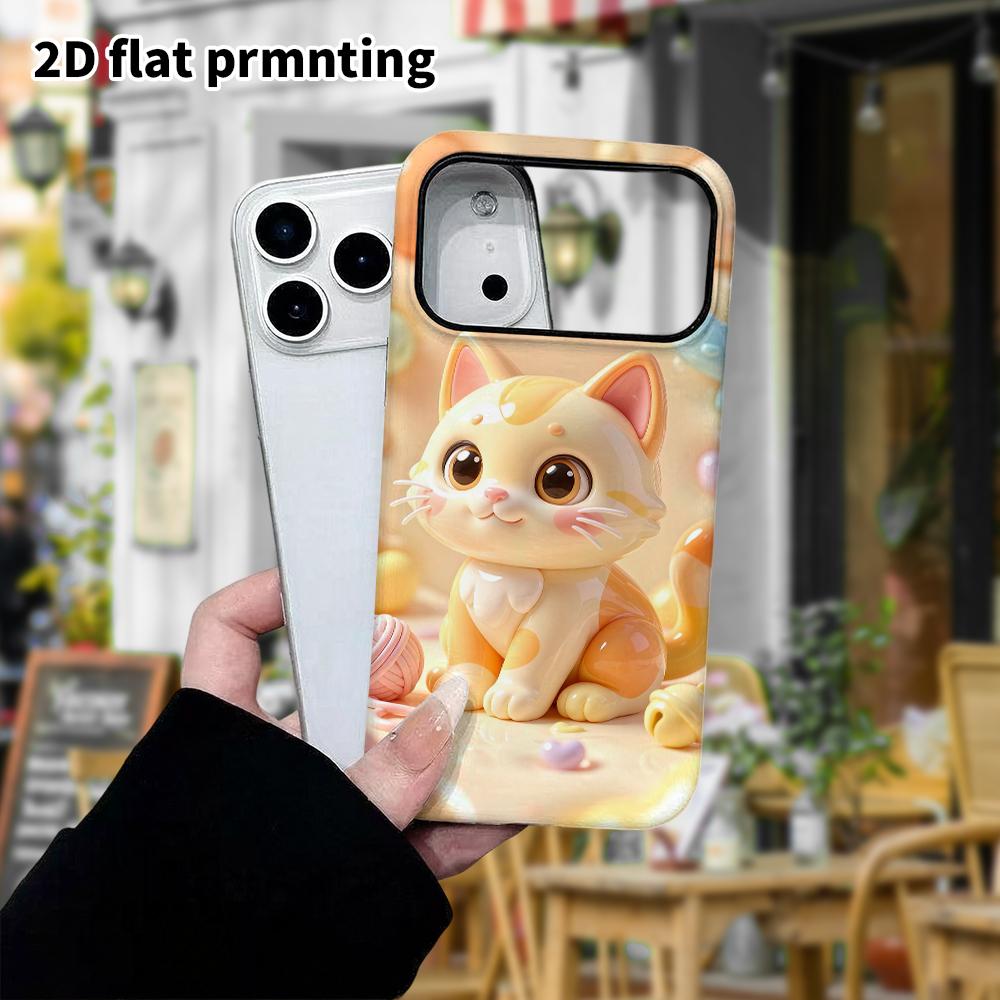 Phone Case: 2D Flat Design Suitable for iPhone 18 17 16 15 14 13 Pro Protective Case, Orange and White Little Kitty, Perfect Christmas and Halloween H