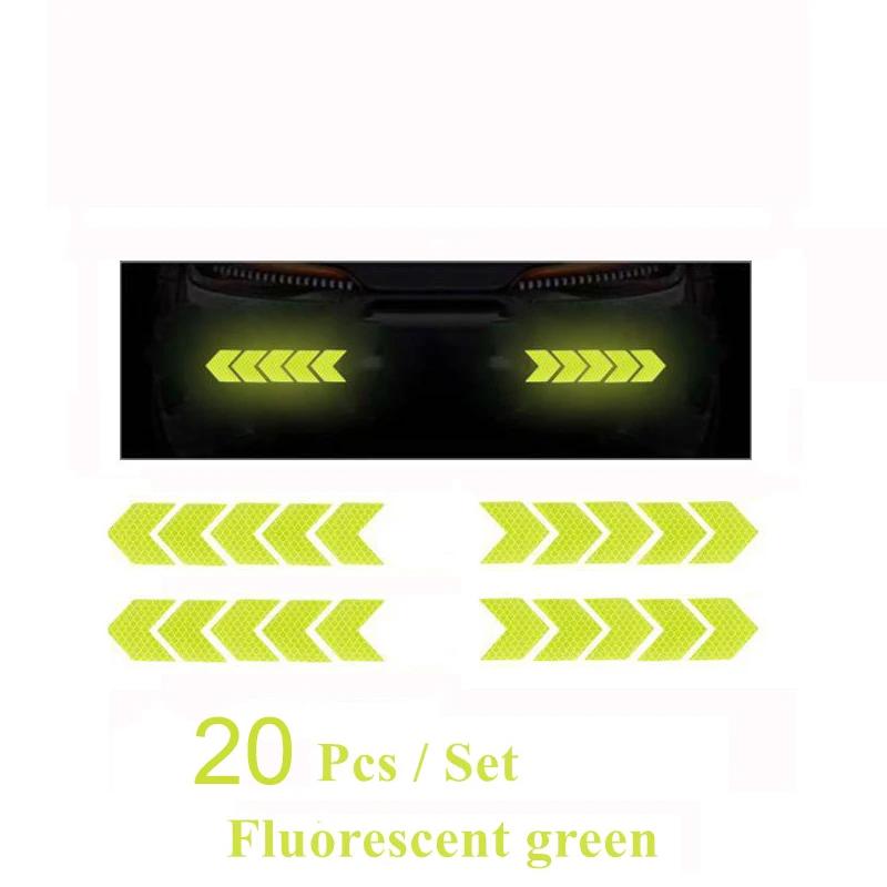 4/20pcs Car Reflective Arrow Sticker Safety Warning Sticker for Car Bumper Trunk Reflector Hazard Tape Car Styling Luminous Film