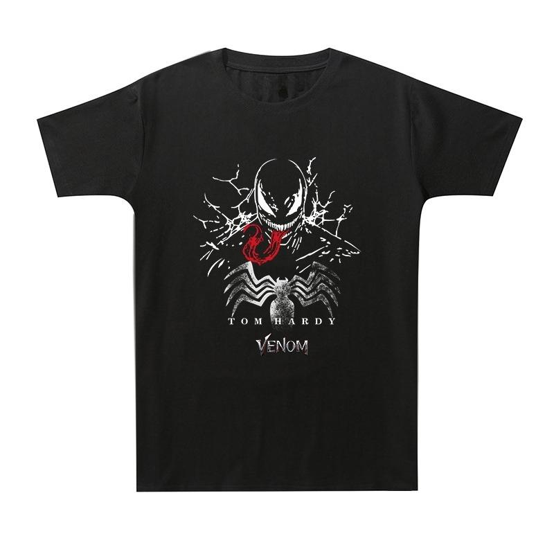 Genuine Authorized Venom Print Men's T-Shirt Casual Wear Cotton Spiderman Pop Short Sleeve Loose Large Size