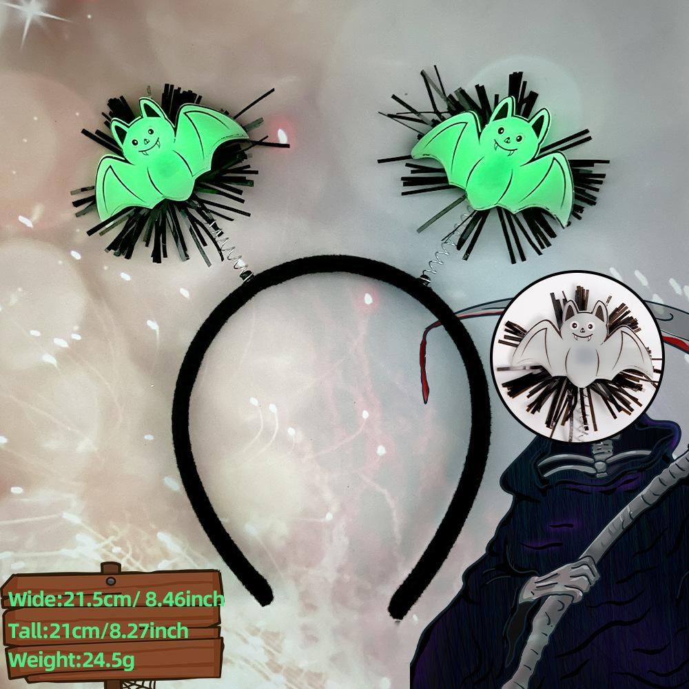 Cross-border for Halloween Luminous Ghost Bat Head Hoop Festival Party Skull Plastic Tits Fluorescent 20cm Headband флуоресцентный зеленый