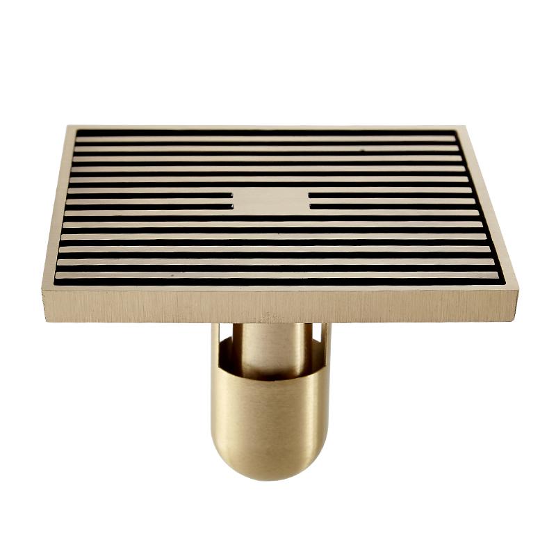 Shower Drains 12*12cm Square Bath Drains Strainer Hair Antique Brass Art Carved Bathroom Floor Drain Waste Grate Drain 811529F
