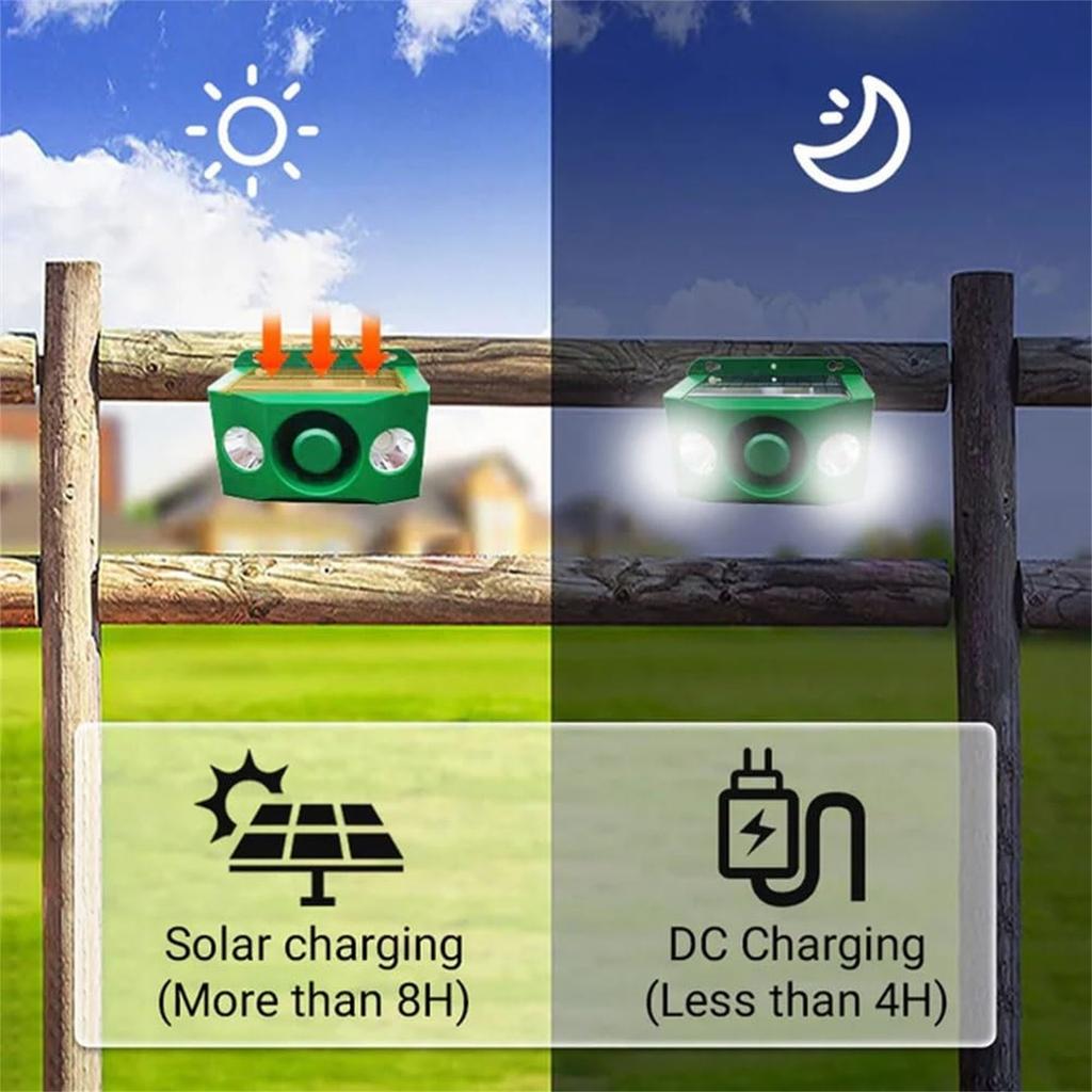 Solar Ultrasonic Animal Repeller Outdoor Waterproof Motion Sensor Pest Deterrent with Flashing LED Lights for Garden Yard Patio Protection