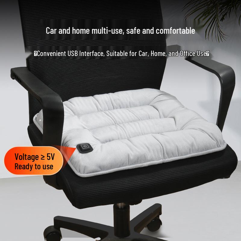 USB Heated Car Seat Cushion - Thick Plush Graphene Pad for Winter