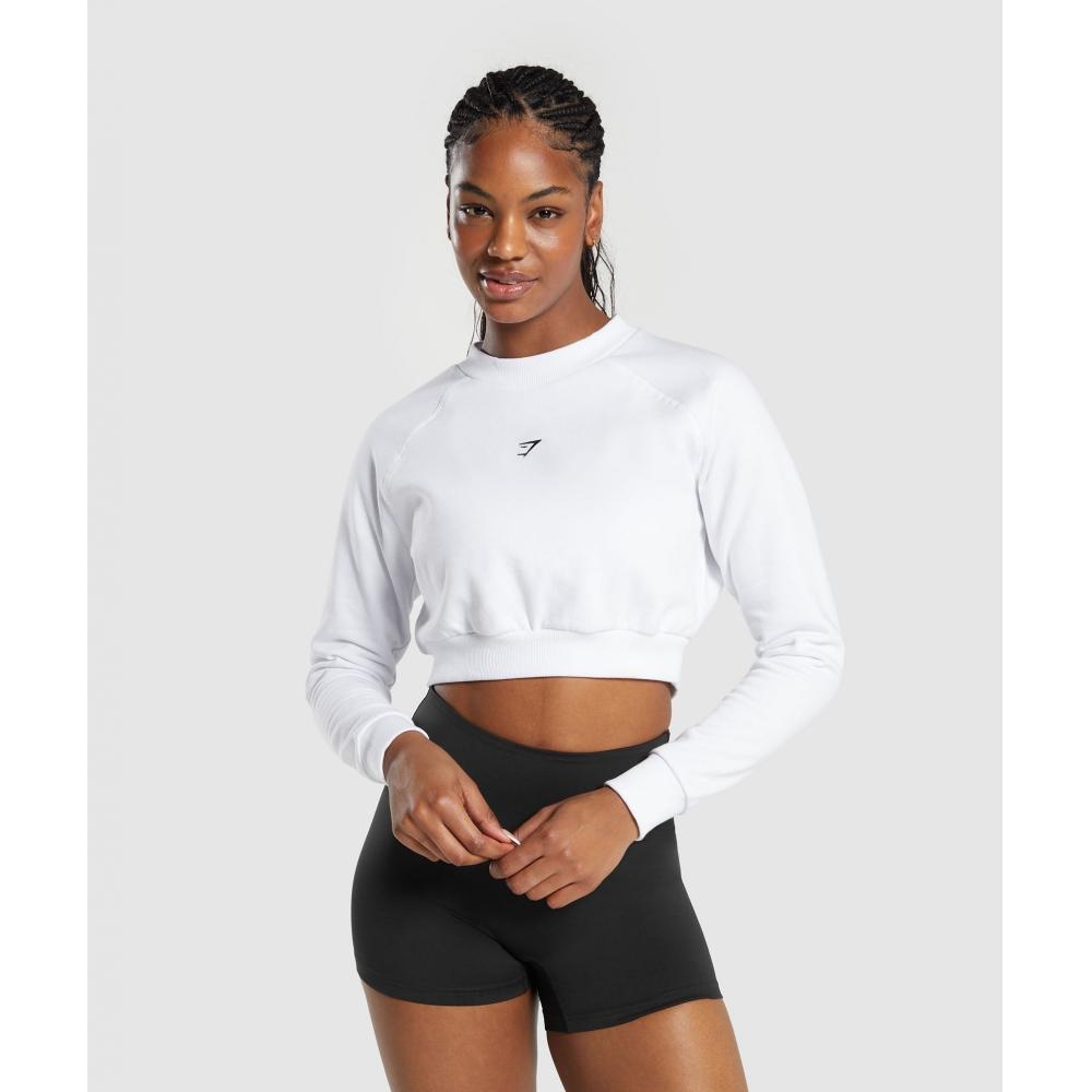 

GYMSHARK Training Флисовый укороченный свитшот Белый B7A7U WB57