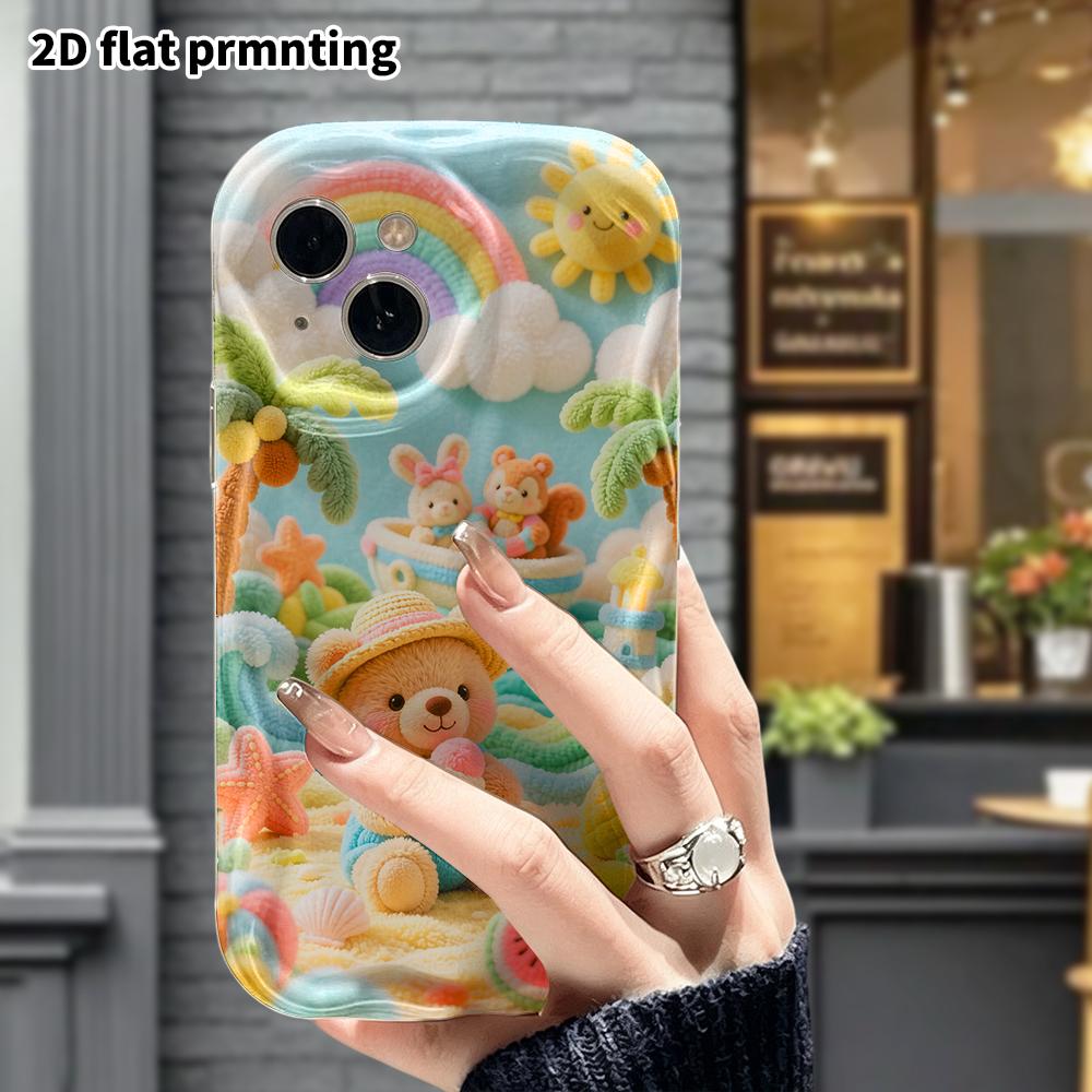 Phone Case: 2D Flat, Suitable for iPhone 18 17 16 15 14 13 12 Pro, Beach Bear Party, Perfect Christmas and Halloween Holiday Gift