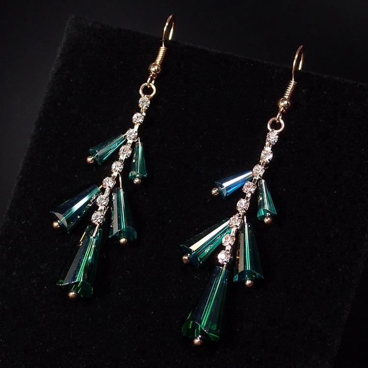 Star Shine Luxury Crystal Earrings Fashion Gala High-end Diamond Earrings Tassel Temperament Earrings