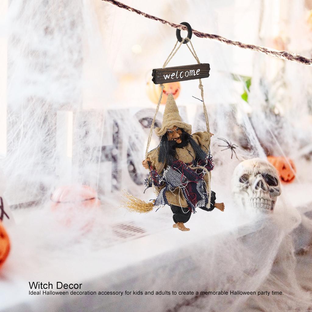 Živá závěsná létající čarodějnice s koštětem Dekorace Ozdoba Dveřní dekorace pro Halloween