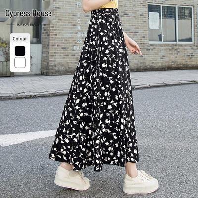 Sisposher Ruffled Floral A-Line Skirt