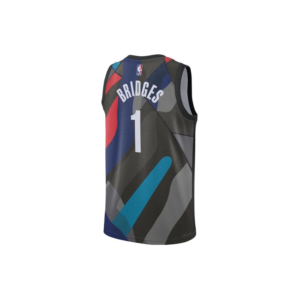 Nike X KAWS Alphanumeric Print Colorblock Basketball Jersey City Edition 2023/24 Season Men Tops Black DX8487-014