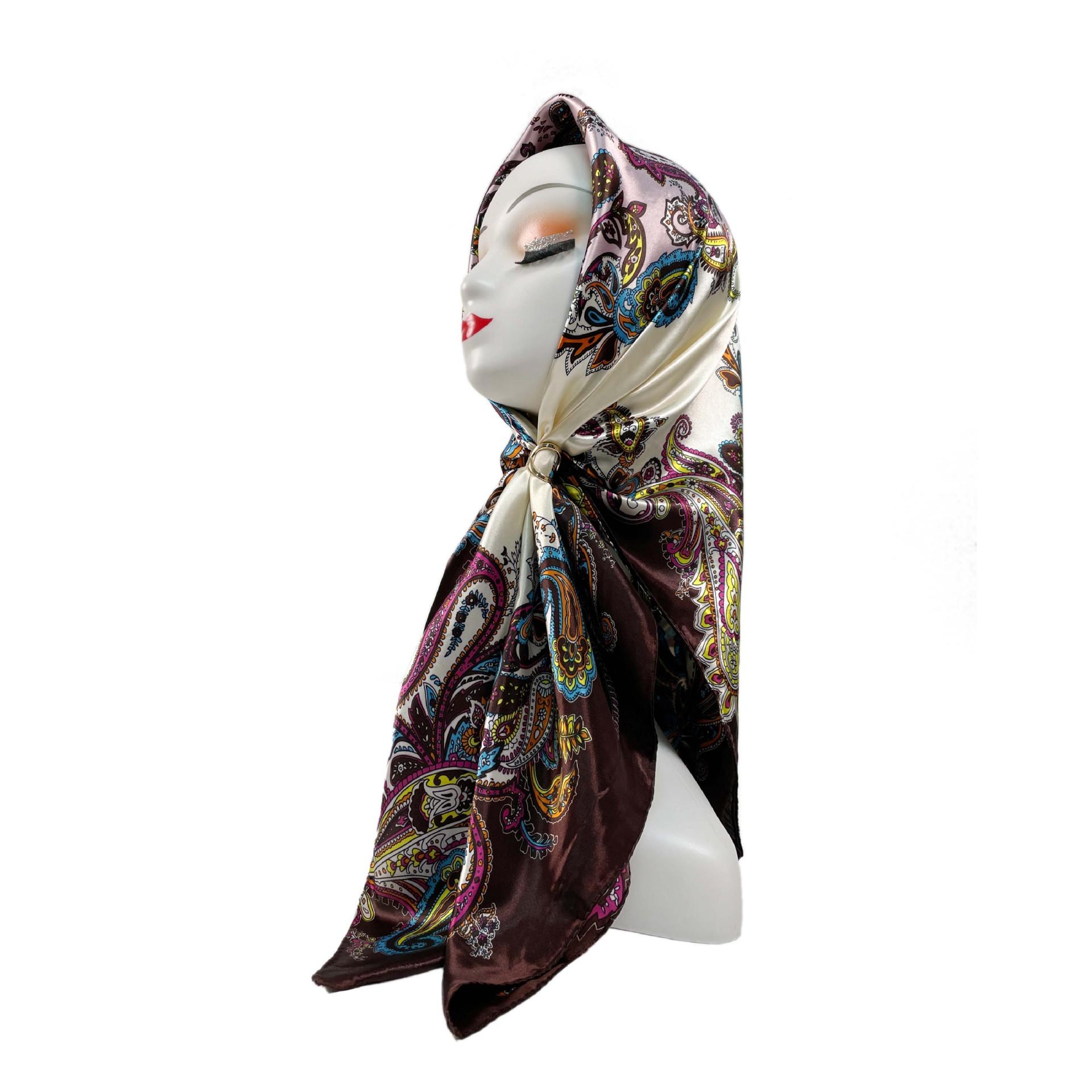 

Большой квадратный шарф, шелковый шарф, женский атласный шелковый атласный платок длиной 90 см, винтажный платок с принтом, шарф 90*90cm