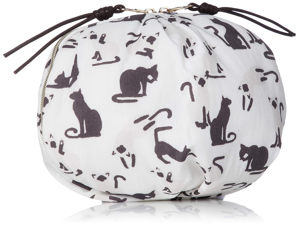 African cat pattern round pouch PWGB202553 OWHT [Gelato Pique]