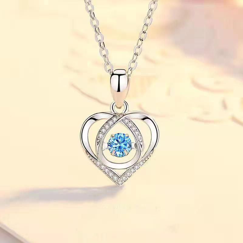 Ocean Heart Blue, White & Purple Diamond Bracelet for Women - Niche Design Light Luxury Jewelry Set
