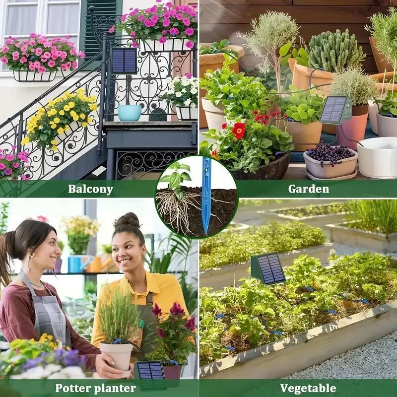 DIY Solar-Powered Automatic Drip Irrigation System for Vegetable Gardens Raised Beds Greenhouses and Balcony Hanging Plants 1pc