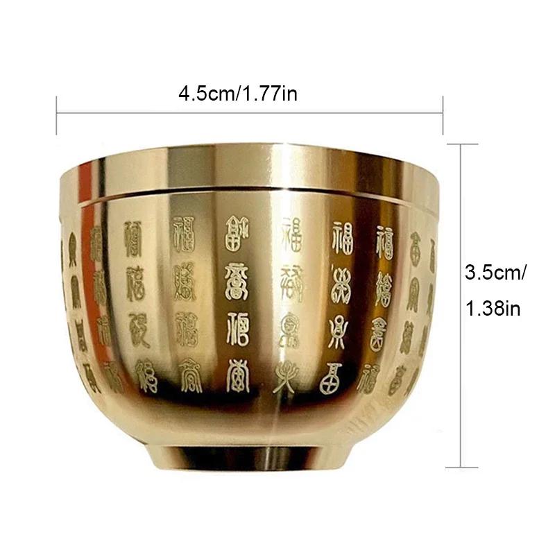 Pure Brass Hundred Blessings Cup Table Top Small Decoration Ashtray Dessert Bowl Fortune Map Treasure Collection Study Bauble