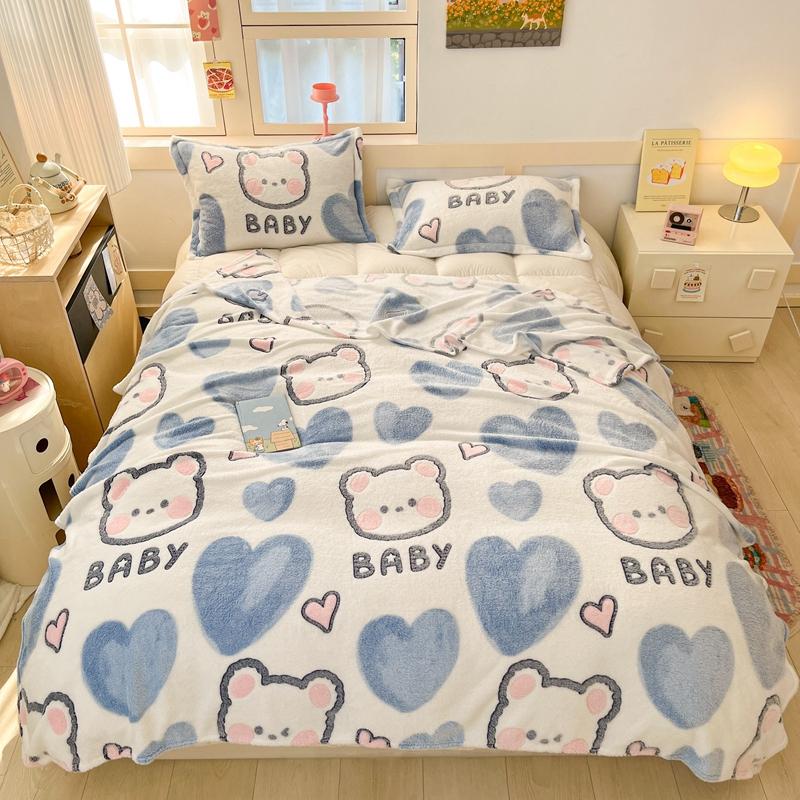Cartoon Cute Bear Throw Blankets Super Soft Fluffy Lightweight Comfortable Flannel Couch Bed Blanket for All Season Kids Gifts
