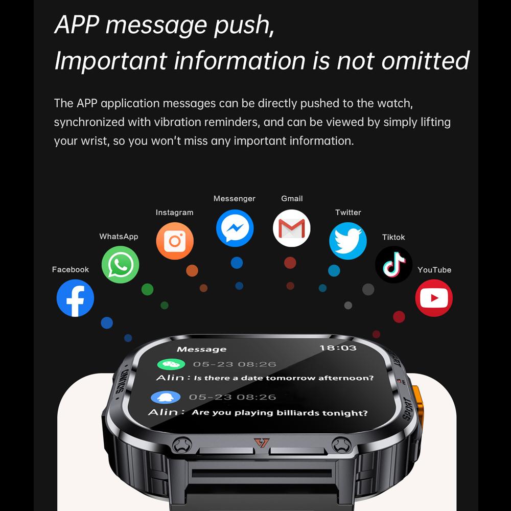 New  Smart Watch Men LED Flashlight Sports IP68 Waterproof GPS Tracker Bluetooth Call Smartwatch Man for Android ioS