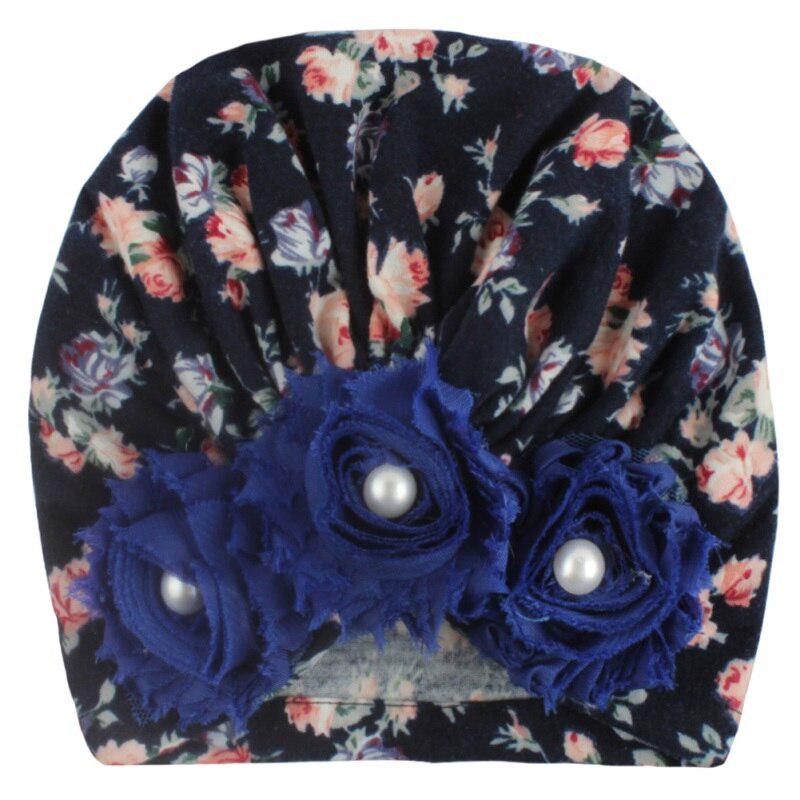 Soft  Baby Cap with Blue Teddy & Flower Appliqué main image 0