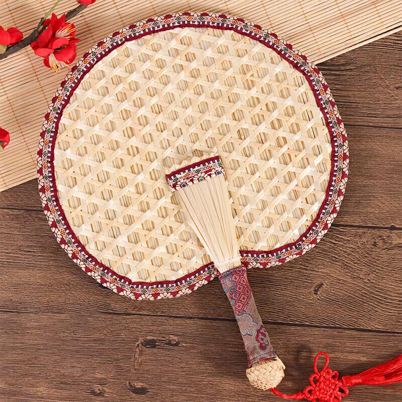 TaTanice Chinese Style Handwoven Wheat Straw Fan