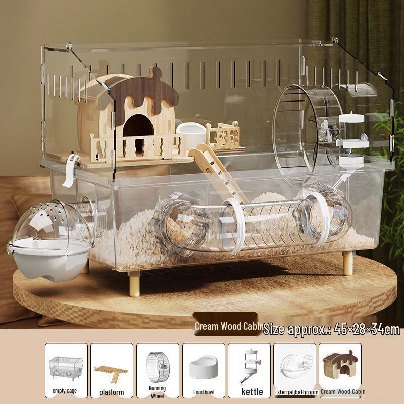 Luxury Acrylic Hamster Villa - Transparent Breeding Cage with Nest