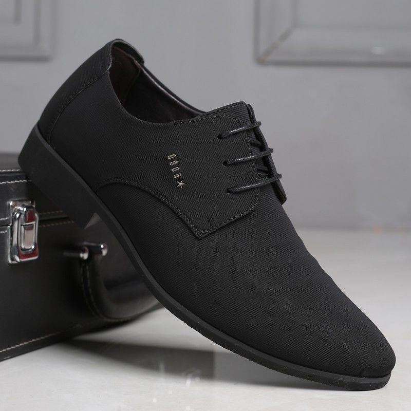 Größe 43 Herrenschuhe Jugend Mesh-Stoff Lederschuhe Britische Koreanische Version Businesskleid Herren Freizeitschuhe Schwarz Einzelne Schuhe