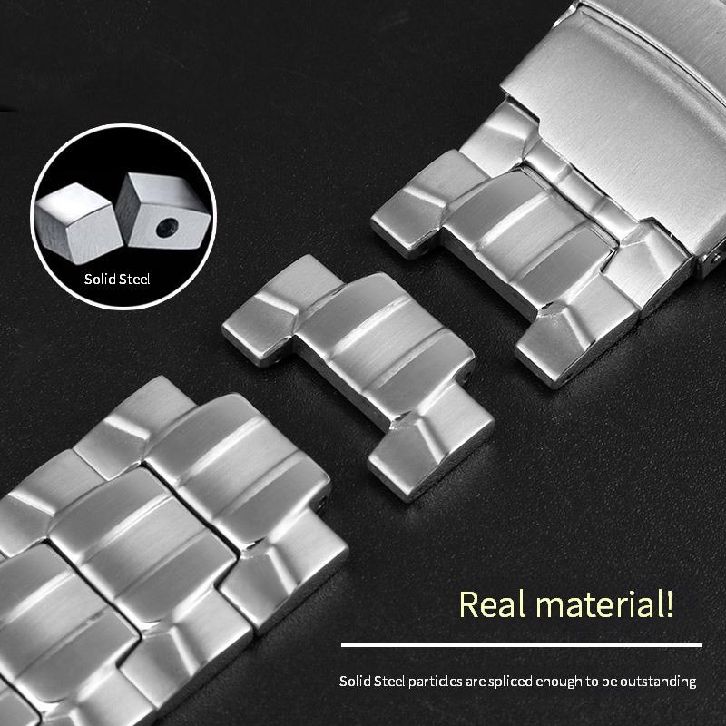 Classic 22mm Stainless Steel Watchband For Casio EF-550 EF-524 Silver Strap Deployment Buckle Bracelet Metal Belt Men's Watch Chain