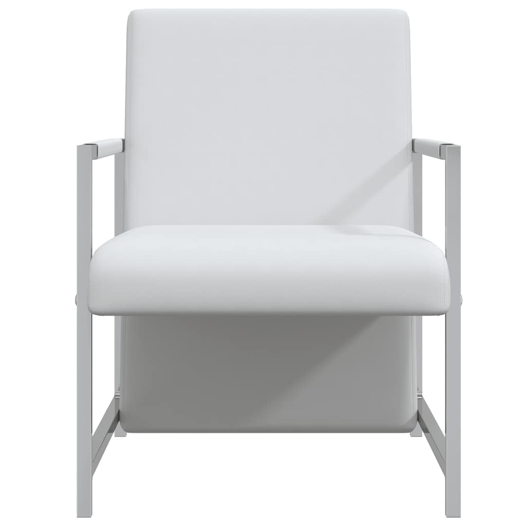 Armchair with Chrome Legs White Faux Leather