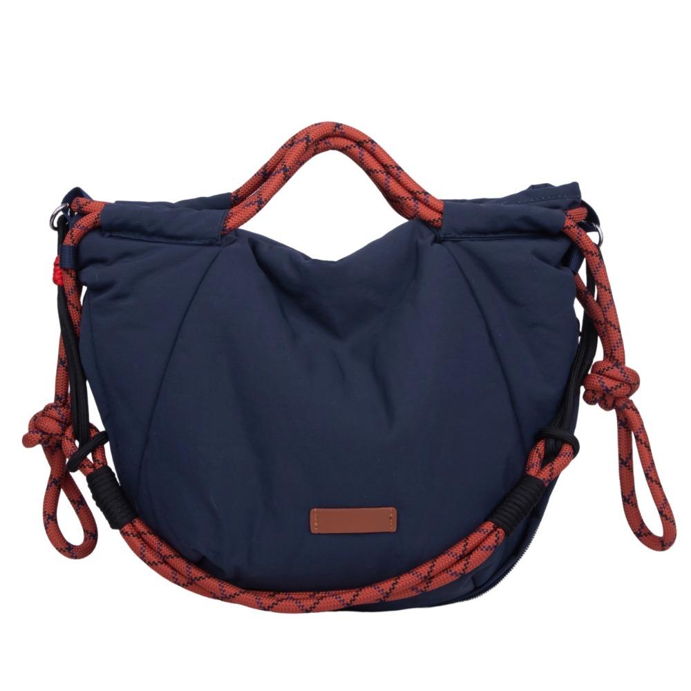 Multi-pocket Nylon Crossbody Bag Contrast Color Handbag Versatile Tote Bag Date темно-синий