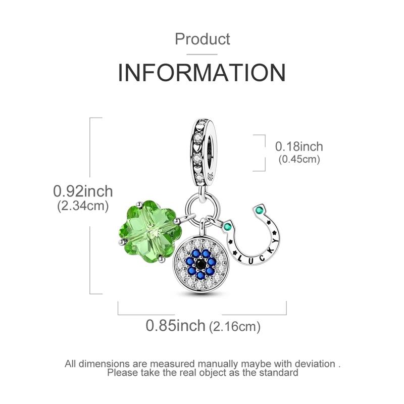 Charm Bead Charms copper Plated Fourleaf Shamrock Eyes Horseshoe Pendants Compatible With Authentic Ideal For Women Jewellery Do It Yourself Making G