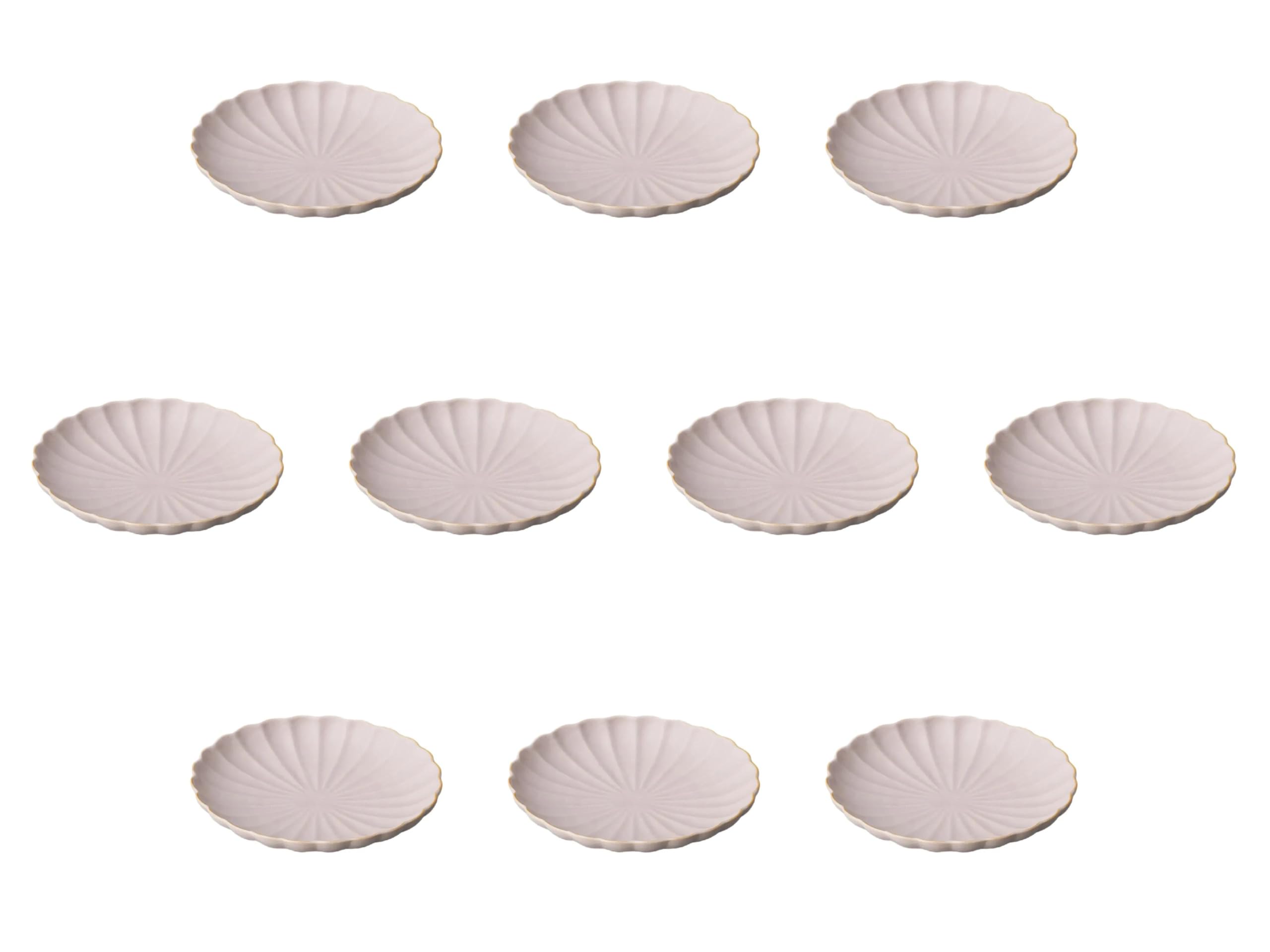 

Set of 10 Gray Matte Purple Daisy Plates x Round Plates Setomonohonpo 5.0 [16.8 2.8 cm] (Small)