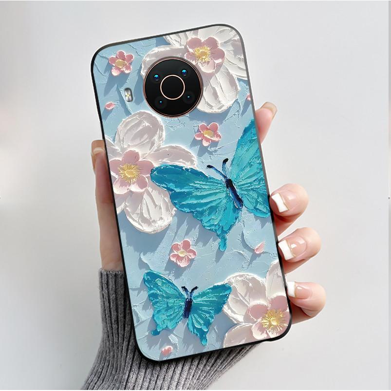 Printed Phone Case For Nokia X20/Nokia X10/Nokia X100/Nokia XR20 Capa Soft Silicone Black Shell Cover Cute Flower Cartoon Casing