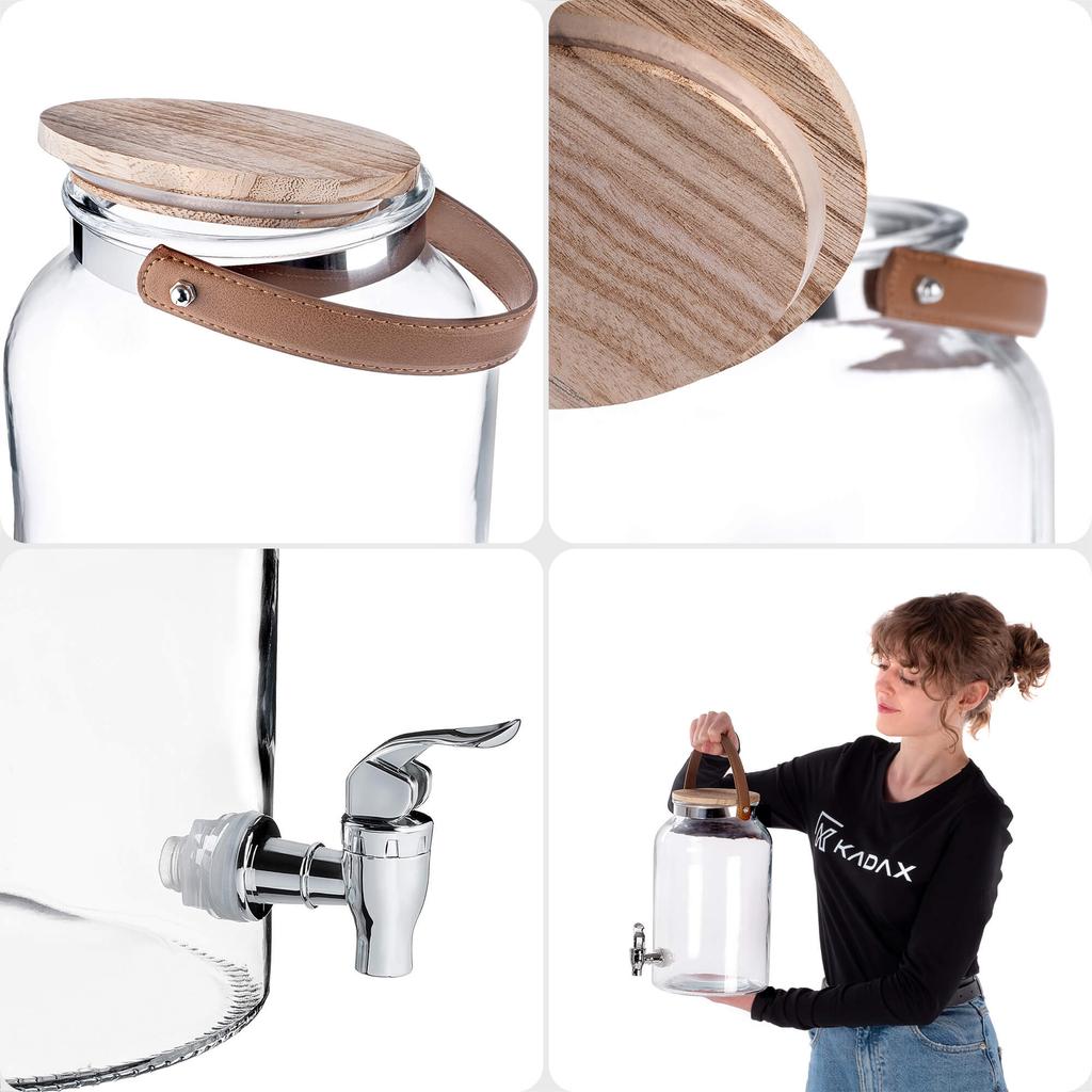 KADAX glass jar with tap lid and handle, 5.6 litres