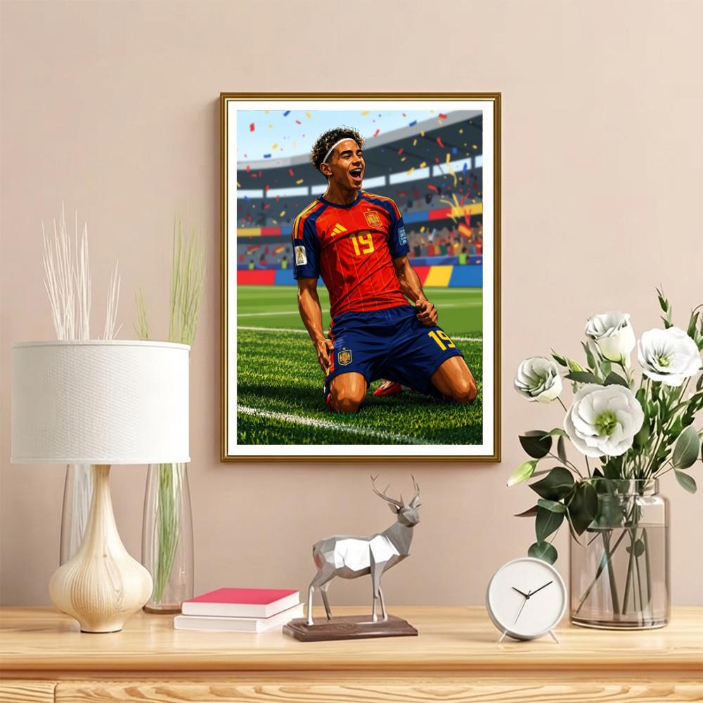 Lamine Yamal 19 Football Star 5D Diy Diamond Painting Round Diamond Diy Frameless Holiday Artwork Suitable For Home Office Wall Decoration