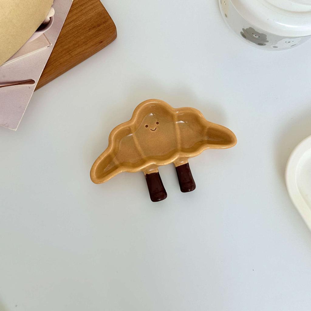 ins style cute bread ceramic taste plate underglaze color side dish plate hot pot seasoning plate soy sauce vinegar plate dipping plate