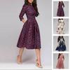 Women's Fashion Vintage Print Long Sleeve Puff Dress In Elegant Floral Pattern