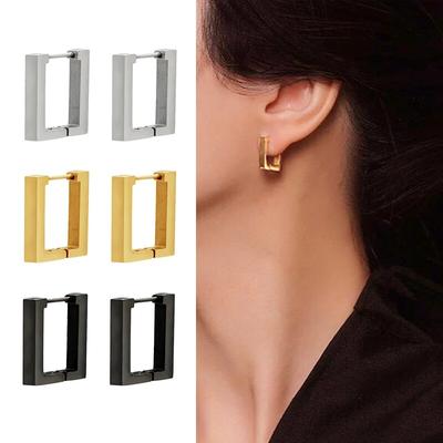 Moda geométrica aço inoxidável quadrado triângulo brincos de argola homens mulheres aço inoxidável punk hiphop piercing jóias presentes