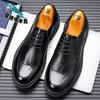 Leather shoes men's shoes autumn business dress British style hand-scratched men's casual groom wedding shoes