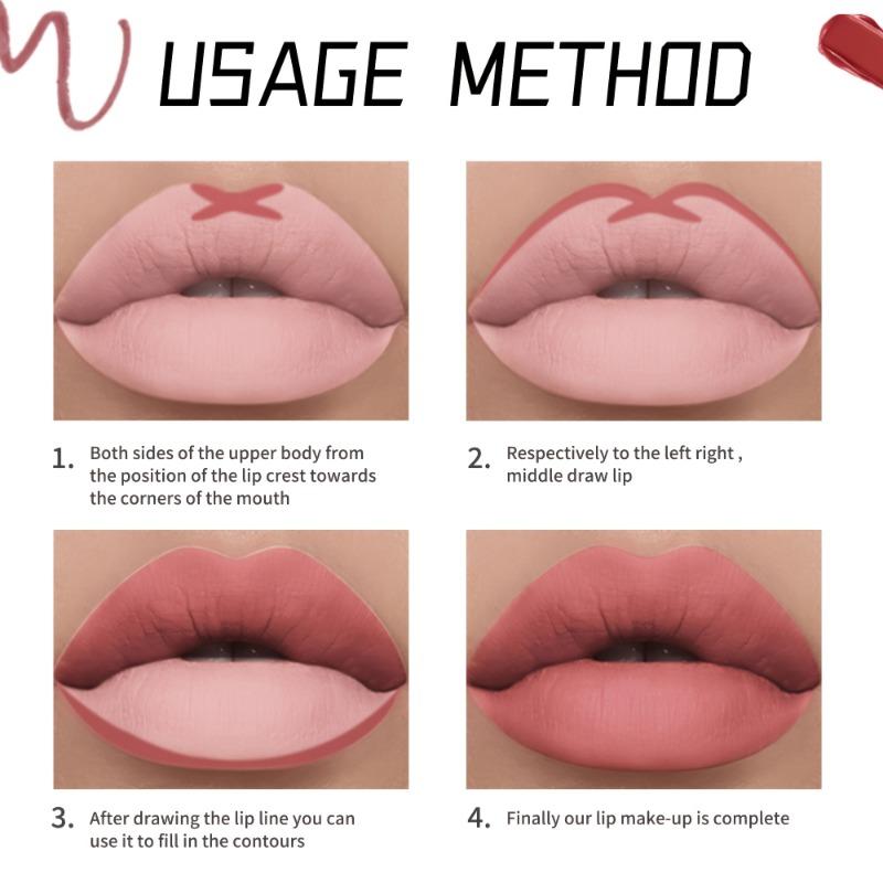Matte Lipstick Lipliner Suit Nude Color Does Not Fade Lasting Makeup Matte Texture