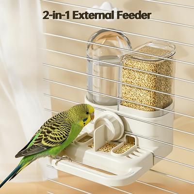 1 In 1 Bird Feeder Water Dispenser Adjustable Cage Mount Gravity Seed Water Feeder for Parakeet Cockatiel Budgie Small Parrots