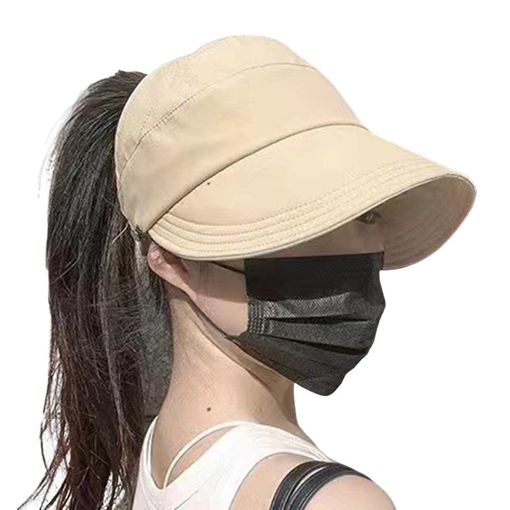 Summer Sun Hats for women Adjustable Large Brim Breathable Ponytail Empty Top Casual Beach Hat for Outdoor Sports Hiking Travel