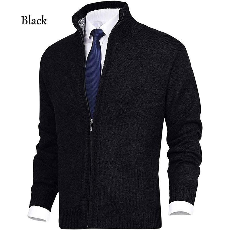 

Мужские повседневные вязаные свитера-кардиганы Slim Fit Fleece Full Zip Толстый вязаный кардиган Зимняя верхняя одежда M чёрный