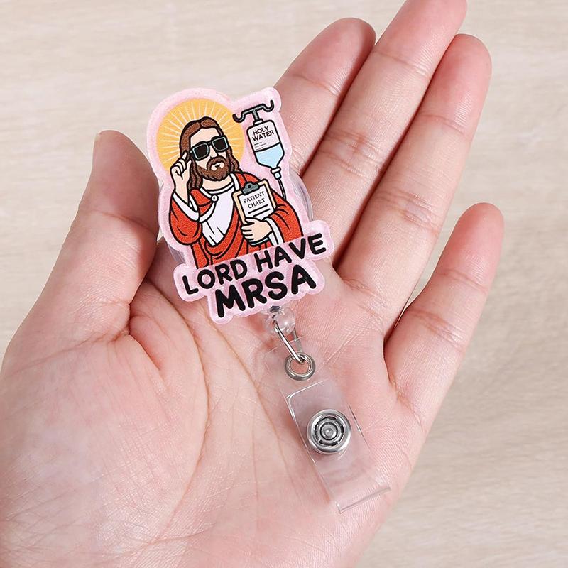 Lord Have Mrsa Funny Nurse Badge Reel, Cute Retractable Id Medical Badge Holder, Name Tag Pediatric Work Badge Buddy, Nurse Gift