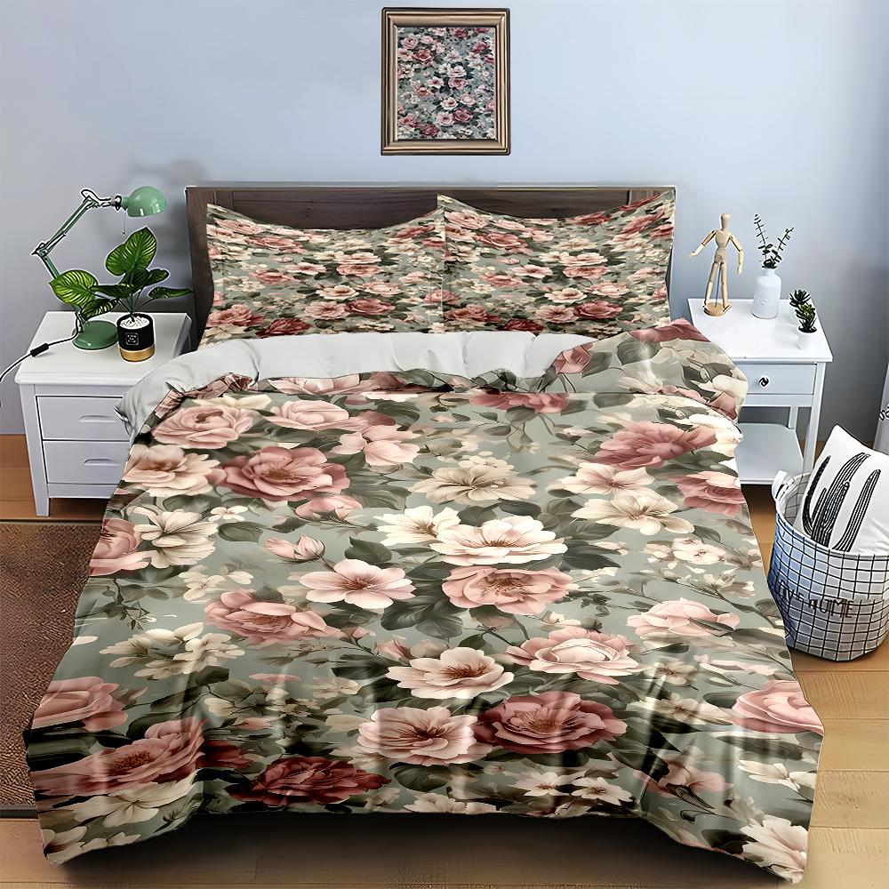 Floral rose pattern. Bedding Duvet cover sets Duvet covers Pillowcases gifts (1 * Duvet Cover 2 * Pillowcases, without duvet insert)
