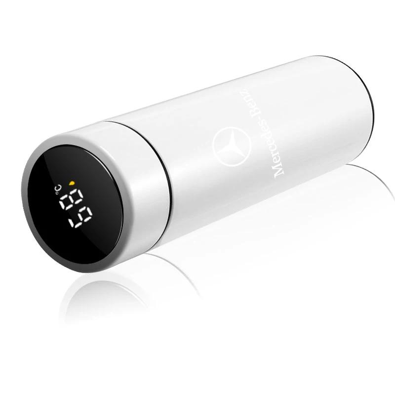 1Pcs Car Smart Thermos Bottle With Temperature Display Coffee Cup Stickers For Mercedes-Benz CLA CES CLS SLK GLK CLK SLS CLG GLE